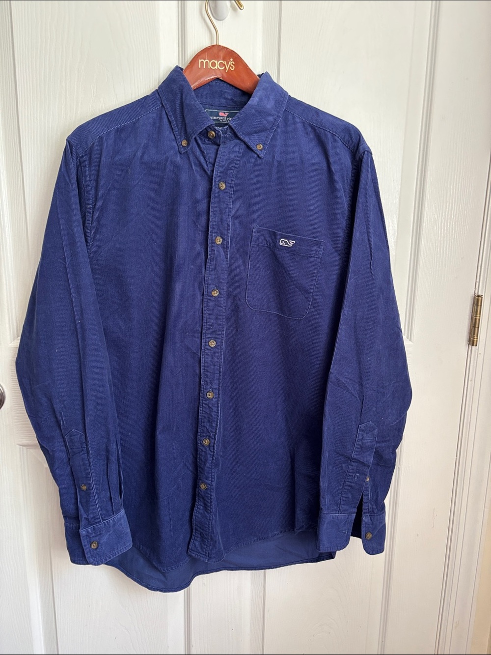 Vineyard Vines Slim Fit Tucker Shirt Blue corduroy Button-Down Shirt size Large